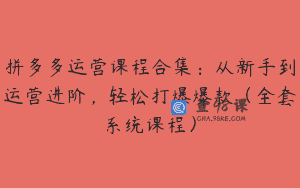 拼多多运营课程合集：从新手到运营进阶，轻松打爆爆款（全套系统课程）
