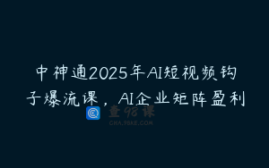 中神通2025年AI短视频钩子爆流课，AI企业矩阵盈利