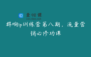 群响ip训练营第八期，流量营销必修功课