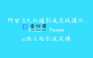 阿甘・3大社媒引流实战强化 Reddit、Pinterest独立站引流实操