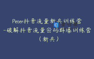 Peter抖音流量新兵训练营-破解抖音流量密码群爆训练营（新兵）