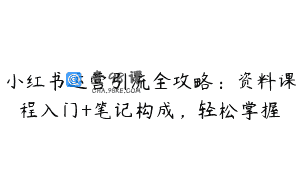 小红书运营引流全攻略：资料课程入门+笔记构成，轻松掌握