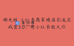 谢无敌・小红书商家精准引流实战营3.0，用小红书放大你