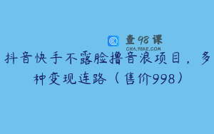 抖音快手不露脸撸音浪项目，多种变现连路（售价998）