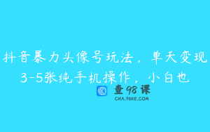 抖音暴力头像号玩法，单天变现3-5张纯手机操作，小白也