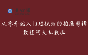 从零开始入门短视频的拍摄剪辑教程阿火私教班