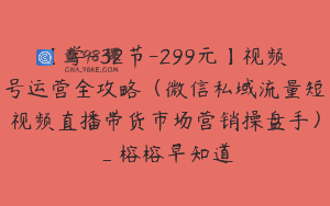 【学-32节-299元】视频号运营全攻略（微信私域流量短视频直播带货市场营销操盘手）_榕榕早知道