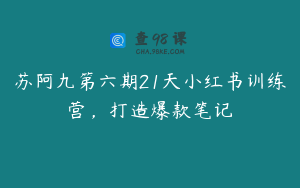 苏阿九第六期21天小红书训练营，打造爆款笔记
