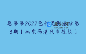 恶果果2022色彩光影基础第3期【画质高清只有视频】