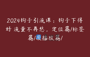 2024钩子引流课：钩子下得好 流量不再愁，定位篇/标签篇/破播放篇/