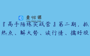 『高手陪练实战营』第二期，抓热点、解大势、读行情、擒好股