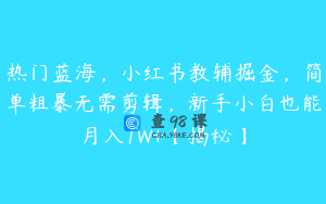 热门蓝海，小红书教辅掘金，简单粗暴无需剪辑，新手小白也能月入1W+【揭秘】