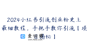2024小红书引流创业粉史上最细教程，手把手教你引流【项目揭秘】