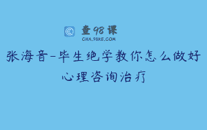 张海音-毕生绝学教你怎么做好心理咨询治疗