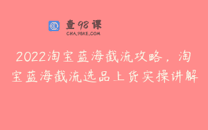 2022淘宝蓝海截流攻略，淘宝蓝海截流选品上货实操讲解