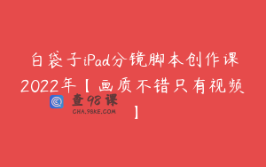白袋子iPad分镜脚本创作课2022年【画质不错只有视频】