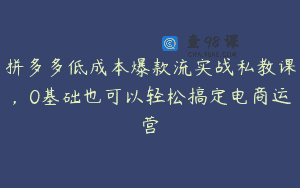 拼多多低成本爆款流实战私教课，0基础也可以轻松搞定电商运营
