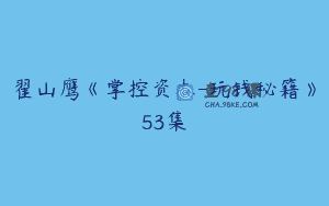 翟山鹰《掌控资本-玩钱秘籍》53集