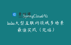 SpringCloudAlibaba大型互联网领域多场景最佳实践（完结）