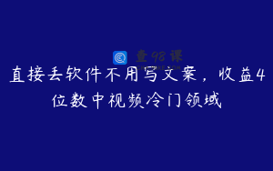 直接丢软件不用写文案，收益4位数中视频冷门领域
