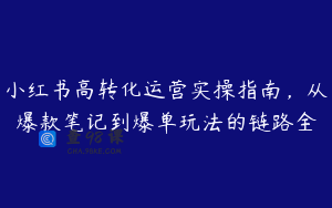 小红书高转化运营实操指南，从爆款笔记到爆单玩法的链路全