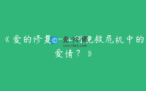 《爱的修复—如何挽救危机中的爱情？》