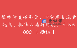 视频号直播年货,时令项目流量起飞,抓住入局好时机,日入5000+【揭秘】