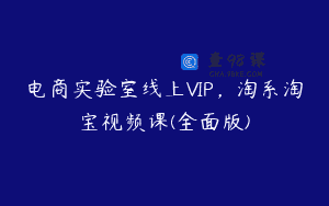 电商实验室线上VIP，淘系淘宝视频课(全面版)