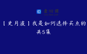 【史月波】我是如何选择买点的共5集