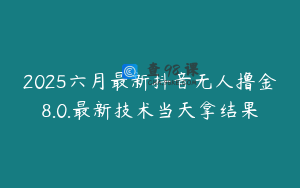 2025六月最新抖音无人撸金8.0.最新技术当天拿结果