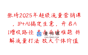 张琦2025年超级流量营销课，IP+AI搞定生意，开启AI增收路径 直击业绩难题 拆解流量打法 放大个体价值