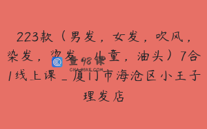 223款（男发，女发，吹风，染发，烫发，儿童，油头）7合1线上课_厦门市海沧区小王子理发店