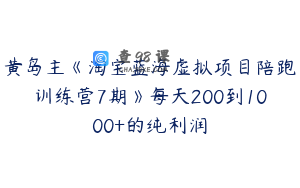 黄岛主《淘宝蓝海虚拟项目陪跑训练营7期》每天200到1000+的纯利润