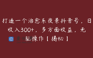 打造一个治愈系夜景抖音号，日收入300+，多方面收益，无脑操作【揭秘】