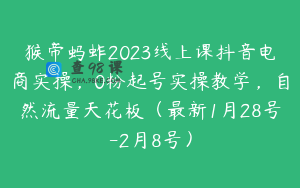 猴帝蚂蚱2023线上课抖音电商实操，0粉起号实操教学，自然流量天花板（最新1月28号-2月8号）
