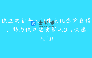 独立站新手入门体系化运营教程,助力独立站卖家从0-1快速入门!