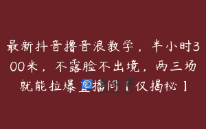 最新抖音撸音浪教学，半小时300米，不露脸不出境，两三场就能拉爆直播间【仅揭秘】