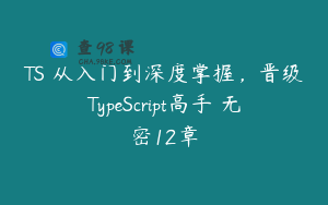 TS 从入门到深度掌握，晋级TypeScript高手 无密12章