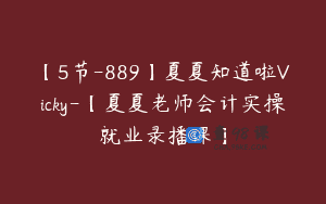 【5节-889】夏夏知道啦Vicky-【夏夏老师会计实操就业录播课】