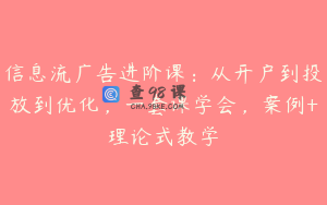 信息流广告进阶课：从开户到投放到优化，一套课学会，案例+理论式教学