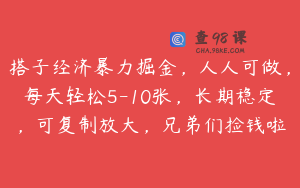 搭子经济暴力掘金，人人可做，每天轻松5-10张，长期稳定，可复制放大，兄弟们捡钱啦