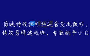 剪映特效教程和运营变现教程，特效剪辑速成班，专教新手小白
