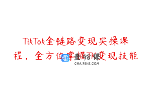 TikTok全链路变现实操课程，全方位掌握TK变现技能