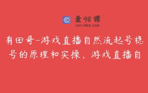 有田哥-游戏直播自然流起号稳号的原理和实操，游戏直播自