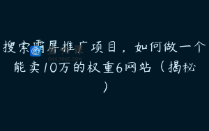 搜索霸屏推广项目，如何做一个能卖10万的权重6网站（揭秘）