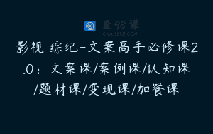 影视 综纪-文案高手必修课2.0：文案课/案例课/认知课/题材课/变现课/加餐课