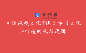《短视频文化IP课》学习文化IP打造的底层逻辑
