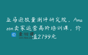 亚马逊放量测评研究院，Amazon卖家运营高阶培训课，价值2799元
