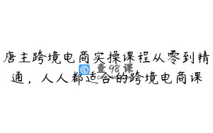 唐主跨境电商实操课程从零到精通，人人都适合的跨境电商课