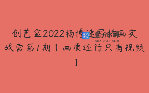 创艺盒2022杨博速写插画实战营第1期【画质还行只有视频】